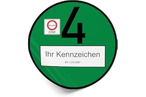 Finest Folia Offizielle Euro 4 Umweltplakette zugelassen für Umweltzonen in Deutschland legal bundesweit gültige Feinstaubplakette Grün individuell wetterfest UV-Beständig (Euro 4 Offiziell, 1 Stück)