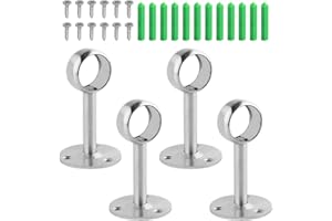 ZBHDEYG 4 supporti per aste per tenda da doccia, supporto per asta per tenda da doccia, a forma di U, per bastoni da doccia, installazione a soffitto (argento)