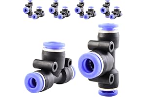 ANGEEK 10 Stück 6-8-6mm 3 Wege T-Verbinder mit variablem Durchmesser ，Push to Connect Fittings Pneumatik Steckverbinder，Pneumatische Anschlüss，Kunststoff Schnellverschluss