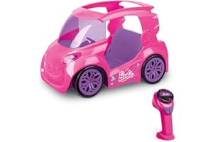 Mondo Motors - Mattel Barbie City Car 2.4 Ghz – Voiture radiocommandée 2 Places – Peut accueillir 2 poupées - Couleur Fuchsia - 63698