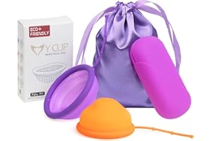 Hbaid Disque menstruel & coupe menstruelle 100 % silicone médical Set avec deux tailles et sac de rangement Multicolore Femdisc Alternative aux tampons souples & OB
