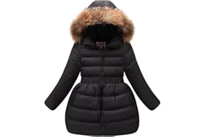 LSERVER-Piumino Bambina Invernale Giacca Bambina Piumino lungo Cappotto per Bambini Elastic
