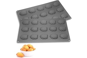 Honnesserry Moule Mini Madeleine Silicone 2 Pièces, Moule à Madeleine Antiadhésifs Moule Madeleine Pour Mousse Chocolat Muffin Pudding (15 Cavités,Gris)