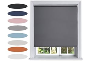 Lister Cartwright Blackout Plain Roller Blinds Windows Blind Easy Fit Child Safety Included (Dark Grey, 120 cm Width x 160 cm Drop)