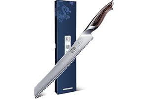 HOSHANHO Couteau à pain 25,4 cm (10 pouces), Couteaux à pain dentelés japonais en acier inoxydable à haute teneur en carbone, Couteau à pain professionnel pour pain fait maison