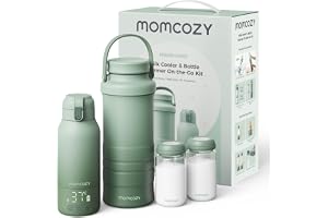 Momcozy Babyflaskvärmare & Bröstmjölkskylare Set, MW05 & CM01, för Resan | MW05 500 ml Portabel Babyflaskvärmare, TÜV-CE, Kraftfullt Batteri, CM01 650 ml Bröstmjölkskylare, 360° 24 h Kylning