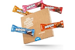 ‎NEOH NEOH Zero Zucker Low Carb Protein Crunch Riegel Mix | Schokolade, Himbeere, Kokosnuss, Karamell, Erdnussriegel | 1g Zucker, 3g Netto-Kohlenhydrate pro Riegel | Alternative z Süßigkeiten | Probierpaket