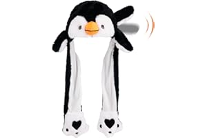 Hopearl Chapeau de Vache avec Oreilles Saut Mobile Pop Up Peluche Ferme Animal Vacances Cosplay Cadeau Amusant pour Enfants Filles 56cm