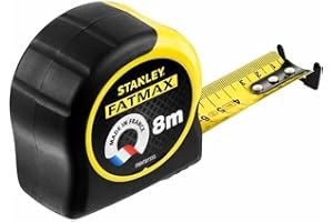 STANLEY FATMAX STANLEY FMHT81555-0 mètre mesureur - Gamme FATMAX - Fabriqués en France - Revêtement Blade Armor - Ruban Résistant et Épais - Boitier Abs Bi matière - Amortisseur de Chocs