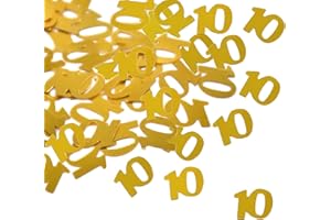 PROBUK 10. Geburtstag Jubiläum Konfetti goldene,Zahlenkonfetti Tischdeko Streudeko,Streudeko für Geburtstagsfeier, Motto-Party,Geburtstags Zahlen-Konfetti,Glitter Geburtstags-Deko, Gold