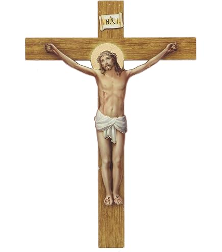 Crocifisso da parete di San Benedetto in legno con dettagli in metallo bronzato | Benedetto su richiesta
