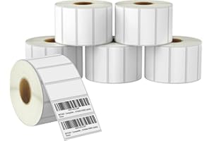 BETCKEY - 64mm x 25mm(2,5 in x 1 in) Perforadas Etiquetas Térmicas para Código de Barras y Uso Múltiple Compatible con impresoras Zebra y otras [6 Rollen/8280 Etiquetas]