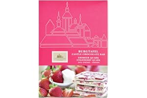 ‎LAUENSTEIN CONFISERIE ERDBEER QUARK Tafelschokolade | Lauensteiner Burgtafel | weiße Schokolade im XXL-Format 275g | fruchtig und alkoholfrei | Zum Genießen für die ganze Familie | 1er Pack