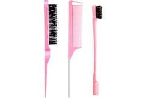 AESIFR 3-częściowy zestaw pędzli do dokuczania, szczotka do włosów, 3-rzędowa szczotka do dokuczania, podwójna szczotka krawędziowa, solidny grzebień do stylizacji, grzebień do czesania, czesania, usuwania