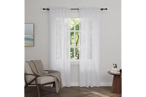 Zdada Net Curtains for Windows 72 Drop, White Slot Top Voile Curtains, Semi Transparent Sheer Curtain Net Curtain Panel for Living Room Kitcken W60xL72 Inch,2 Panels