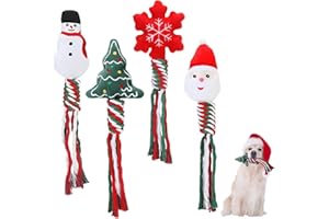 O-Kinee Świąteczna Zabawka dla Psa - Prezent x 4 Szt., Niezniszczalna Lina, Ćwiczenia Zębów, dla Małego Psa Bożonarodzeniowego