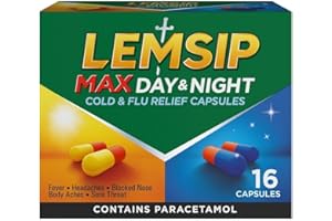 Lemsip Max, Cold and Flu Tablets Day and Night, 16 Capsules, Paracetamol, Cold and Flu Relief, Blocked Nose Relief, Nasal Congestion Relief, Max Strength, Reduces Fever, Cold and Flu, Medication