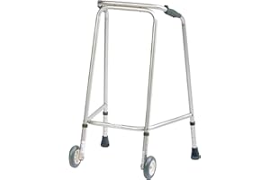 The Helping Hand Company - Ultra Lightweight Walking Frame with Wheels - Adjustable Height Aluminium Walker for Seniors, Elderly & Adults - Durable Folding Mobility Aid for Balance & Support (Large)