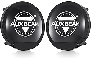Auxbeam 7 Inch Round Offroad Light Covers, Round Black Light Cover with Logo for 7 Inch Diameter Round Driving Off Road Lights Bumper Roof Lights, Pair