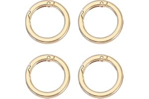 PATIKIL Spring O Rings, 4Pcs 1.4 Inch Metal Round Clips Flat Trigger Keyrings Snap Buckle Clasps for Keychains Bags Purses Straps Dog Leashes DIY Crafts, Light Gold 35mm