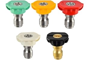 Fai Top Acier inoxydable Embouts de buse de pulvérisation pour laveuse à pression, connexion rapide 1/4 degrés, pièces de nettoyeur haute pression à plusieurs degrés