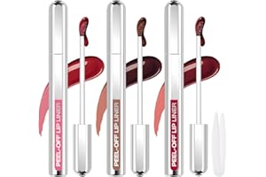 Jutqut 3 Farben Lip Stain Peel Off Set, Wasserdicht Tattoo Lipliner, Langlebig Lip Tint Peel Off, Natürlicher Matte Finish Lippenstift, Highly Pigmented Peel Off Lipgloss Für Frauen