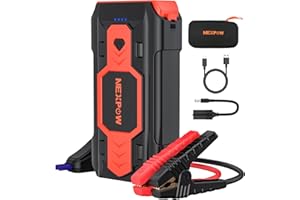 NEXPOW Booster Batterie Voiture, 2500A Portable Jump Starter à Essence Jusqu'à 8.0L Gas ou 8.0L Diesel, Démarrage de Voiture 12 V avec Lampe LED avec Pinces de Sûreté Intelligentes Booster Batterie
