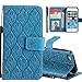 Produktbild COTDINFOR iPhone 8 Plus Protective Standing Hülle Elegant PU Tasche Leder Flip Schutzhülle Cover im Bookstyle Kartenfächer Magnet Etui Schale für iPhone 8 Plus / 7 Plus Blue Rattan KT.