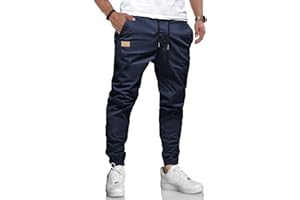 LIUPMWE Pantalones de Trabajo Hombre Casual Elásticos Jogging Pantalón Algodón Slim Fit Cargo Pants con Bolsillos Otoño Inviernos