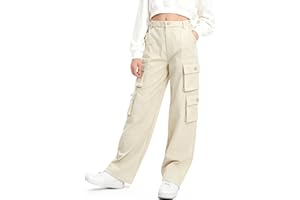 Kids4ever Girls Cargo Trousers Elasticated Waist Baggy Pants with Multi Pockets for 7-15 Years Kids