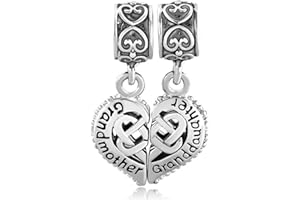 FGT 2PCS Aunt Grandmother Granddaughter Sister Niece Love Heart Dangle Charms Compatible with Pandora Moments Bracelets Birthday Christmas