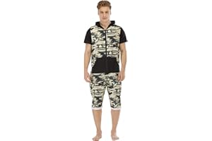 YuanDiann Herren Kurz Jumpsuit Onesie Sommer Overall Pyjama Hoodie Jogginghose Männer T-Shirt Kurze Hose Schlafanzug Einteiler Sommerjumpsuit Schlafoverall Nachtwäsche