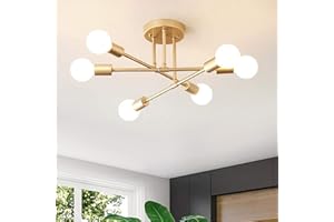 YHTlaeh Lampadario Soffitto Industrial Forma DIY Plafoniera E27 Moderno Lampada da Soffitto in Ferro Vintage per Camera da letto Soggiorno Cucina Corridoio (6T, Oro)
