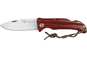 iFIELD Navaja de Madera Camper EL29041, Mango de Madera, Hoja de Acero INOX de 9,5 cm, tamaño Total 20,5 cm, Herramienta de Camping para Pesca, Caza, Actividad Deportiva