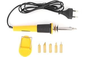 TKSE Pyrographie Stift, 7-teilige Werkzeug-bügelbürste Leder Brandmalerei Werkzeug Brandmalerei Stift Leder Holzhandwerk Elektrischer Lederwerkzeug Eu Stecker 220v