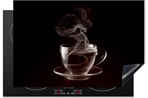 KitchenYeah© Coperchio Piano Cottura 77x51 cm Cucina Copri Fornelli Tappetino Induzione Antiscivolo Piastra Protezione Tazza - Caffè - Nero