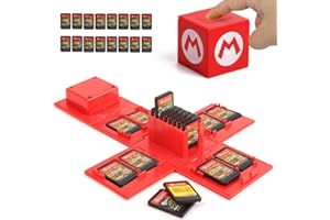 NON BRAND Funda para tarjetas de juego Nintendo Switch, soporte para tarjetas de juego para juegos de Nintendo Switch con 16 ranuras (Mario RED)