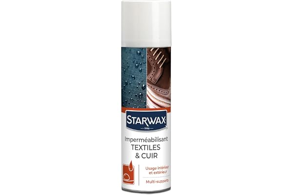 STARWAX – Imperméabilisant Tissus & Cuir – Protection anti-taches eau & gras – Effet perlant invisible – Intérieur/extérieur – Multi-supports (canapés, chaussures, sacs…) – Aérosol 300 ml
