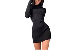 BRISKORRY Vestido de punto para mujer, vestido de jersey con capucha, minivestido sexy, monocolor, vestido de otoño, vestido de ocio, vestido de invierno, vestido largo, túnica, chaqueta con capucha