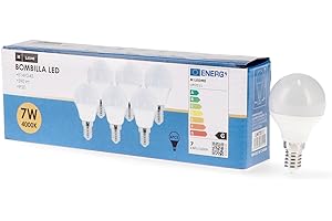 M Ledme - Pack de 6, Ampoule LED E14 G45 7W, Lumière Neutre (4000k), Douille E14, 630 Lumen, IP20, Ouverture Faisceau Lumineux 200°, Efficacité Énergétique et Faible Consommation. LM7607