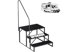 ‎FRUYYZL 3 Steps Step with Handle, RV Step Ladder, Pool Ladder, Outdoor Pet Stairs, Standing Stairs Stool Children Made of Steel Max 300 kg, Household Ladder for Spa/Yard/Mobile Home (3 Steps)