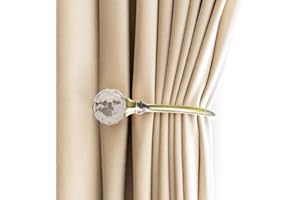 PHOEWON 2 Pack Curtain Holdbacks - Acrylic Crystal Ball Tie Backs, U Shaped Metal Wall Mounted Hook Backs (Small, Bronze)