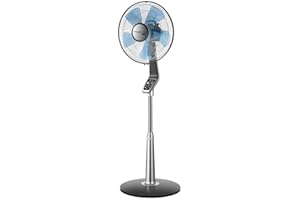 Rowenta VU5670F0 Ventilateur sur Pied Turbo avec Télécommande Silence Extrême 40 cm Silencieux Minuterie Oscillation 5 Vitesses 70W Ventilation Gris et Noir