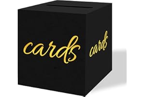 sunepany Black Card Box Graduation Card Box Wedding Card Box for Party Baby Shower Funeral Birthday Anniversary Gold Card Box Retirement Card Box Raffle Ticket Box Wedding Envelope Box, BlackGold