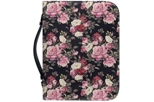 Garronmavis Peony Flowers Men-Bible Cover Peonies Painting Stylish Carrying Bag Retro Arts Church Study Book Carrier - XL
