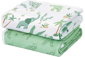 Yukkidds 2 Pack of Potty Training Bed Pads, Waterproof Bed Wetting Sheets for Kids, Washable Toddler Bedwetting Mattress Protector 75x90 cm (Green Elephant)