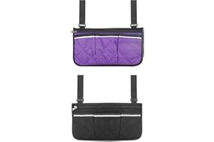 DHSBGWSX Lot de 2 poches pour accoudoirs, sacs de rangement pour fauteuil roulant, poches de rangement multi-poches, poches suspendues avec bandes réfléchissantes, poches de rangement latérales, accessoires de