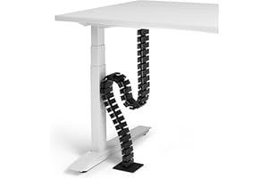 VALU Kabelführung für Schreibtische bis 125cm – Stabil & flexibel mit Magnet-Kettenglied – Kabelmanagement für höhenverstellbare & Feste Schreibtische – Stahlfuß & rutschfestes Gummipad