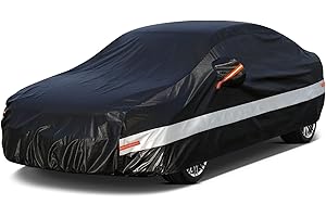 Holthly 10 Layers Saloon Car Cover Waterproof Breathable,100% Waterproof Outdoor Car Covers Rain Snow UV Dust Protection. Custom Fit for BMW 2 Series, Jaguar X-type, PEUGEOT 407, KIA K3,etc Black