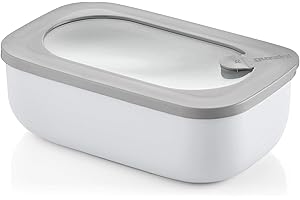 Guzzini Kitchen Active Design Contenitore Ermetico Rettangolare per Frigo/Freezer/Forno a Microonde, Spalvieri & Del Ciotto, 20 x 12 x h7 cm, 900 cc, Grigio